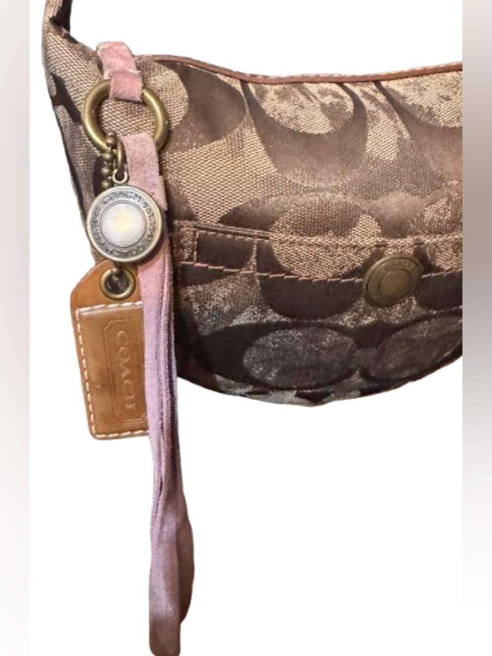 Coach Signature Hobo Shoulder Bag in Bronze Brown - Picture 7 of 13